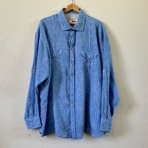 Joseph Abboud %100 Linen Classic Fit Button Down, Sz 2X